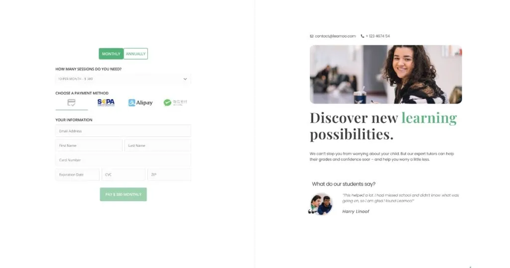 Online Tutor Elementor Page Template