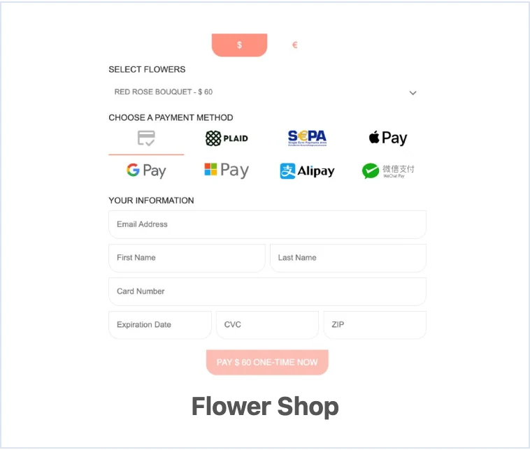 Flower Shop Payment Form Template preview