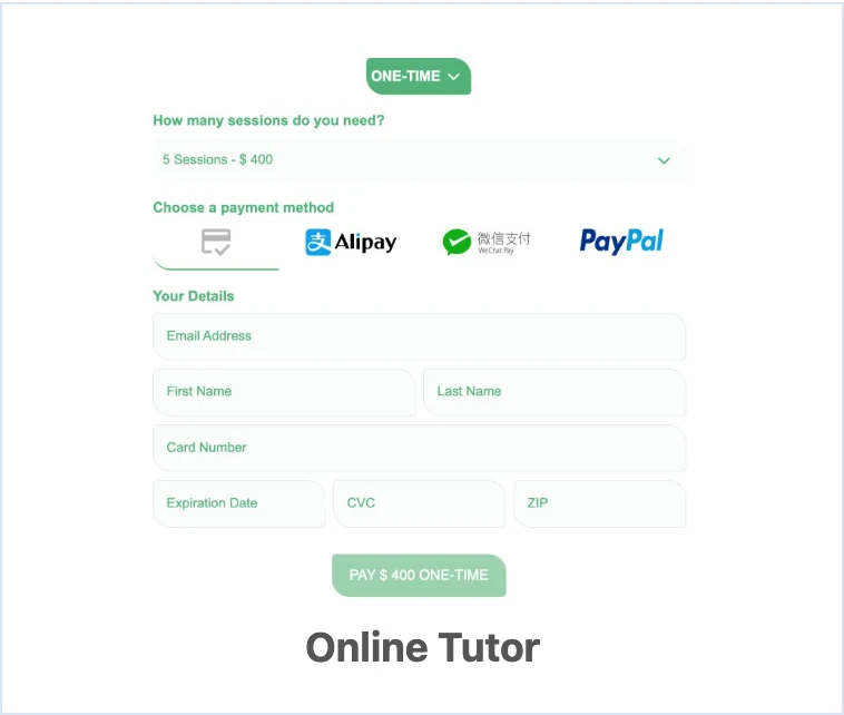 Online Tutor Payment Form Template preview