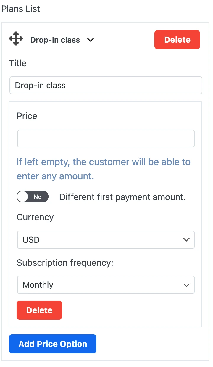 Payment Page billing interval choices